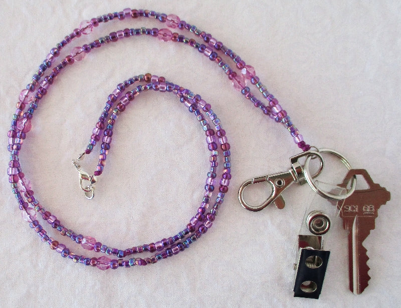 Lavender Purple Beaded Lanyard - Juicybeads Jewelry