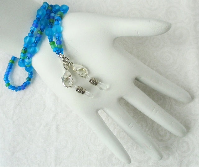 Light Blue Beaded Eyeglass Chain - Juicybeads Jewelry