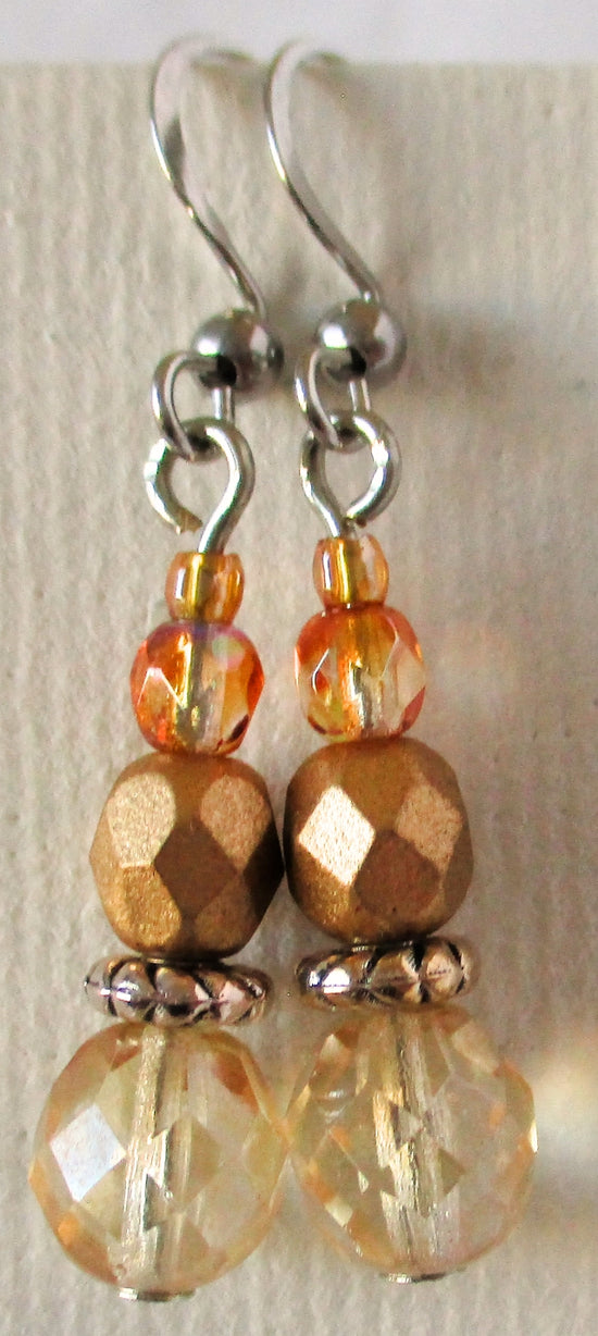 light brown beaded drop earrings - juicybeads jewelry