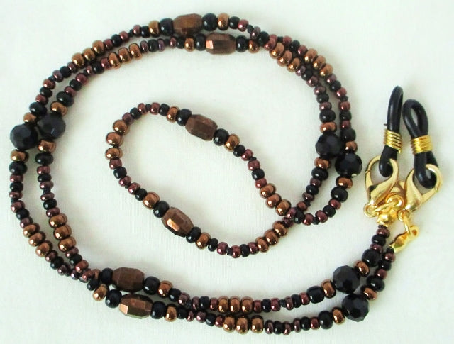 metallic brown beaded eyeglass chain - juicybeads jewelry