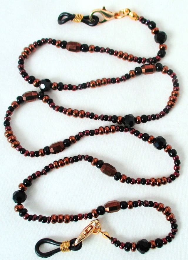 metallic brown beaded eyeglass chain - juicybeads jewelry