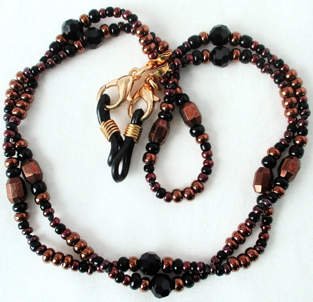 metallic brown beaded eyeglass chain - juicybeads jewelry