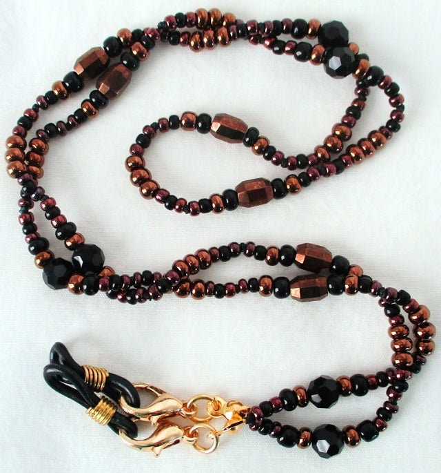 metallic brown beaded eyeglass chain - juicybeads jewelry