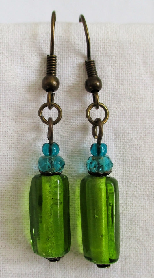 Mixed Green Dangle Earrings - Juicybeads Jewelry