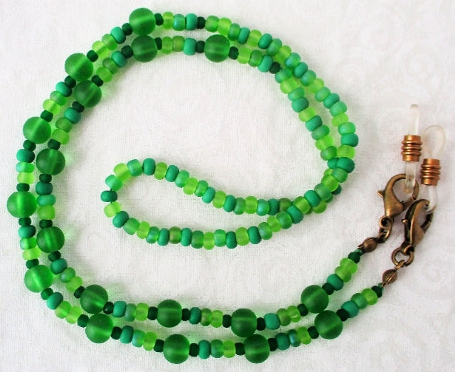 Mixed Green Beaded Eyeglass Chain - juicybeads jewelry