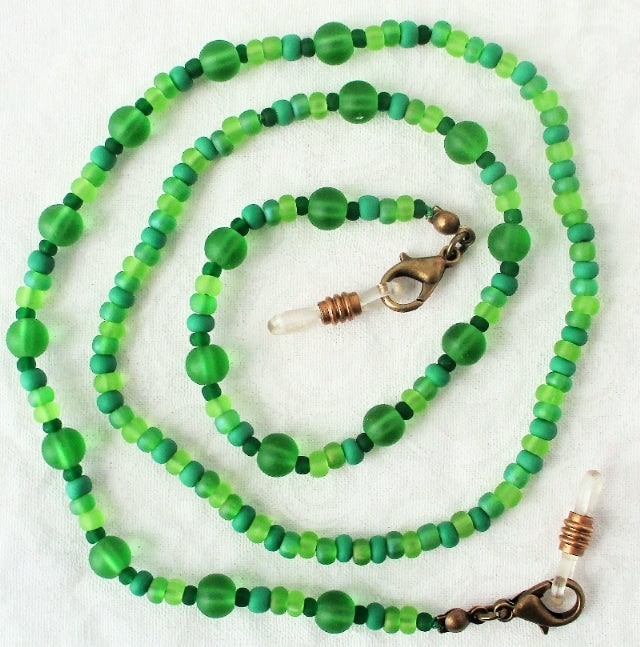 Mixed Green Beaded Eyeglass Chain - juicybeads jewelry