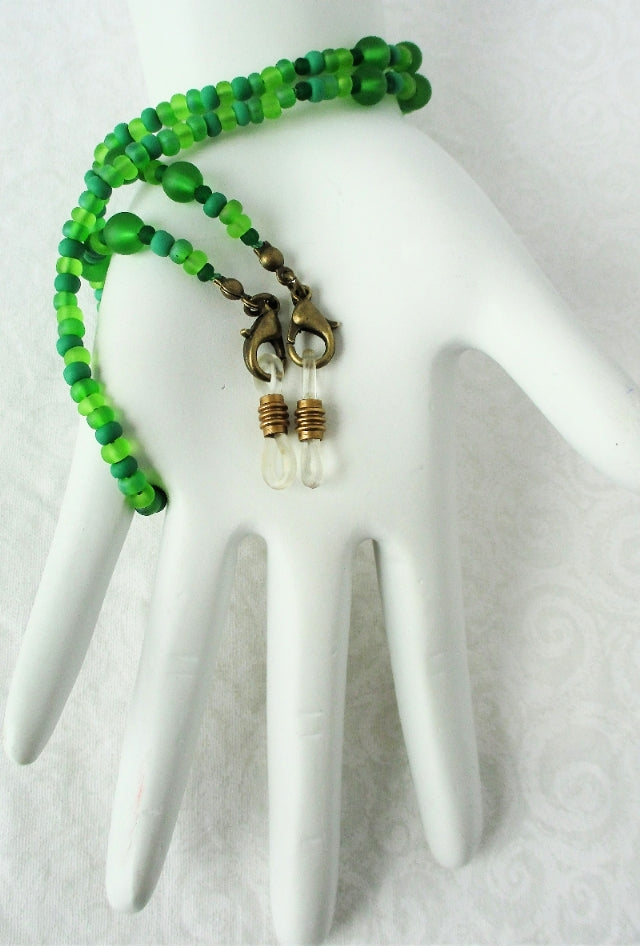 Mixed Green Beaded Eyeglass Chain - juicybeads jewelry