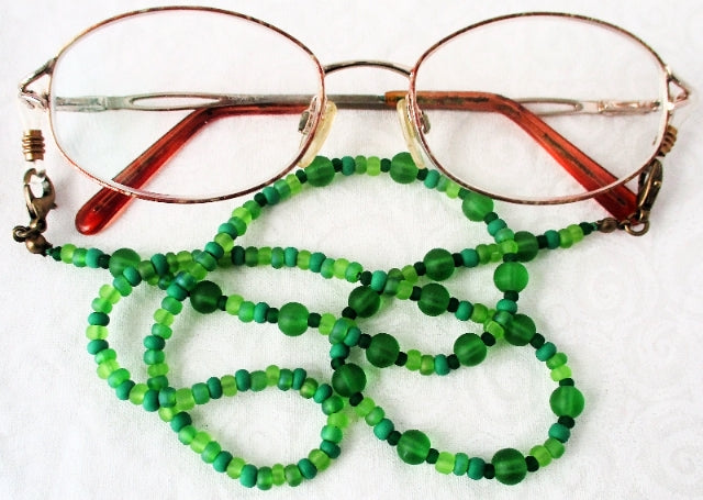 Mixed Green Beaded Eyeglass Chain - juicybeads jewelry