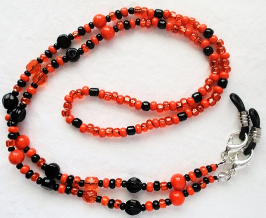 Mixed Orange Black Beaded Eyeglass Chain - Juicybeads Jewelry