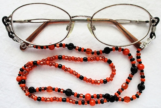 Mixed Orange Black Beaded Eyeglass Chain - Juicybeads Jewelry