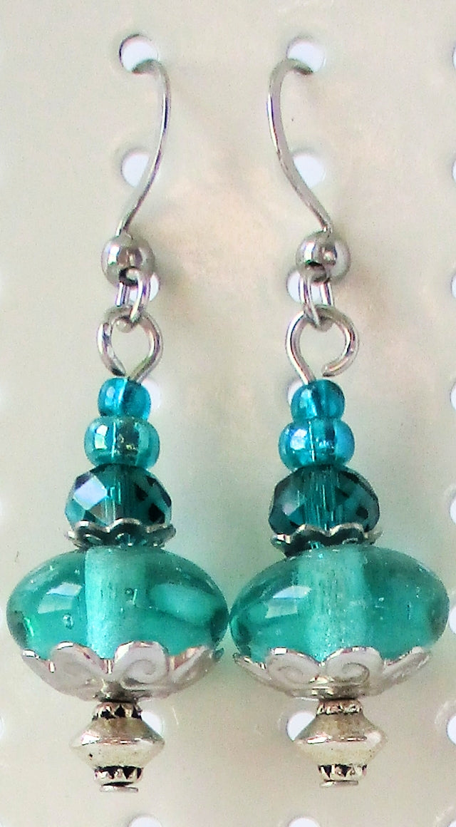 Ocean Green Dangle Earrings - Juicybeads Jewelry