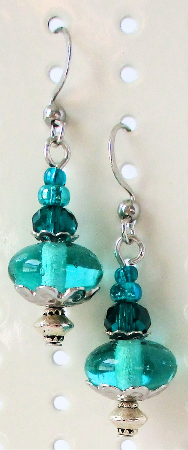 Ocean Green Dangle Earrings - Juicybeads Jewelry