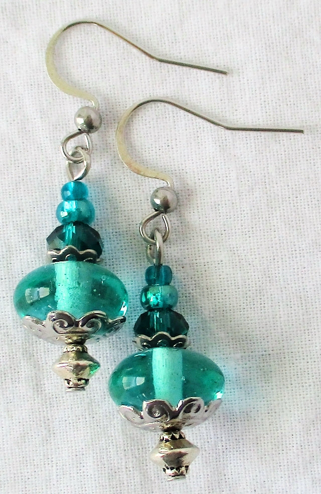 Ocean Green Dangle Earrings - Juicybeads Jewelry