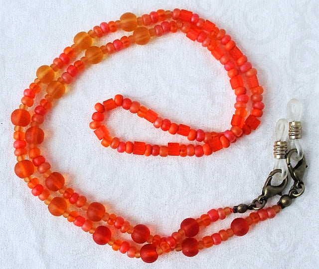 orange mix beaded eyeglass chain - juicybeads jewelry