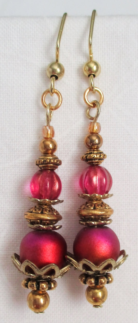 Pink Beaded Drop Earrings - Juicybeads Jewelry