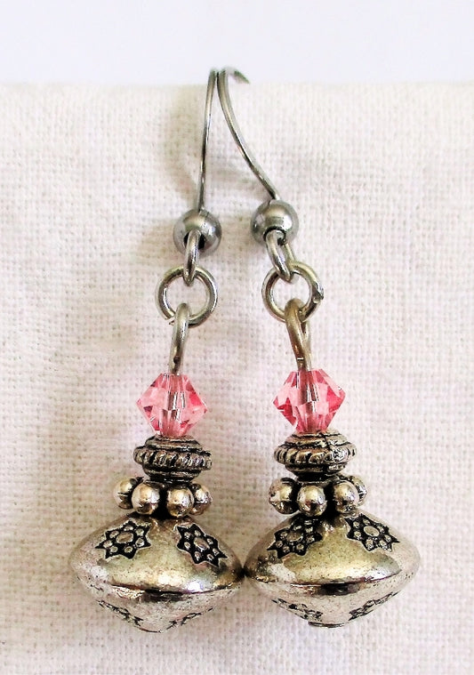 Pink Crystal Dangle Earrings - Juicybeads Jewelry