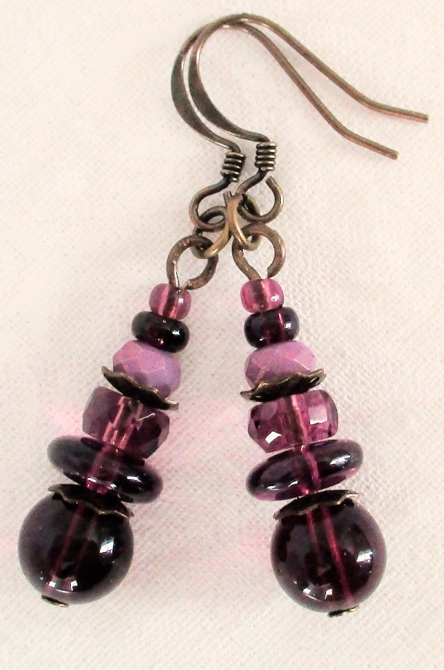 Plum Purple Dangle Earrings - Juicybeads Jewelry