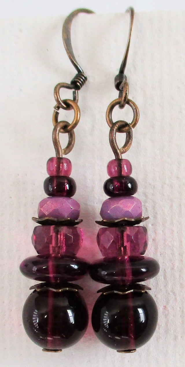 Plum Purple Dangle Earrings - Juicybeads Jewelry