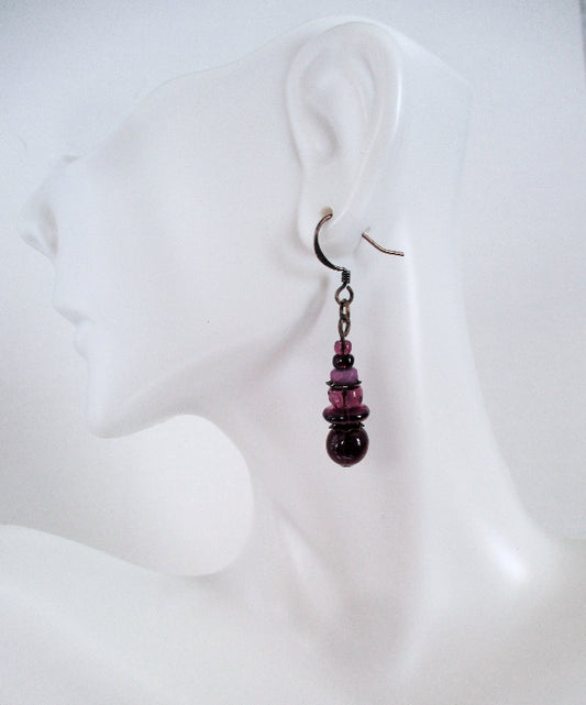 Plum Purple Dangle Earrings - Juicybeads Jewelry