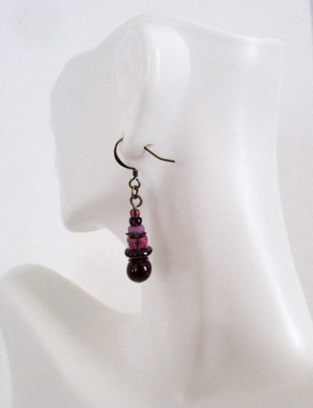 Plum Purple Dangle Earrings - Juicybeads Jewelry