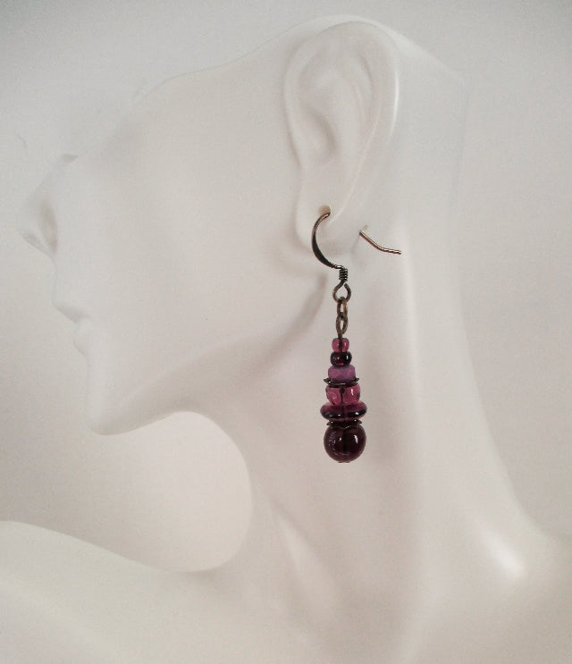 Plum Purple Dangle Earrings - Juicybeads Jewelry