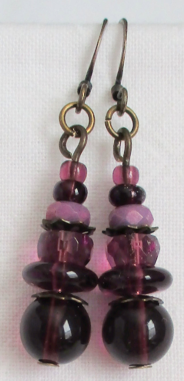 Plum Purple Dangle Earrings - Juicybeads Jewelry