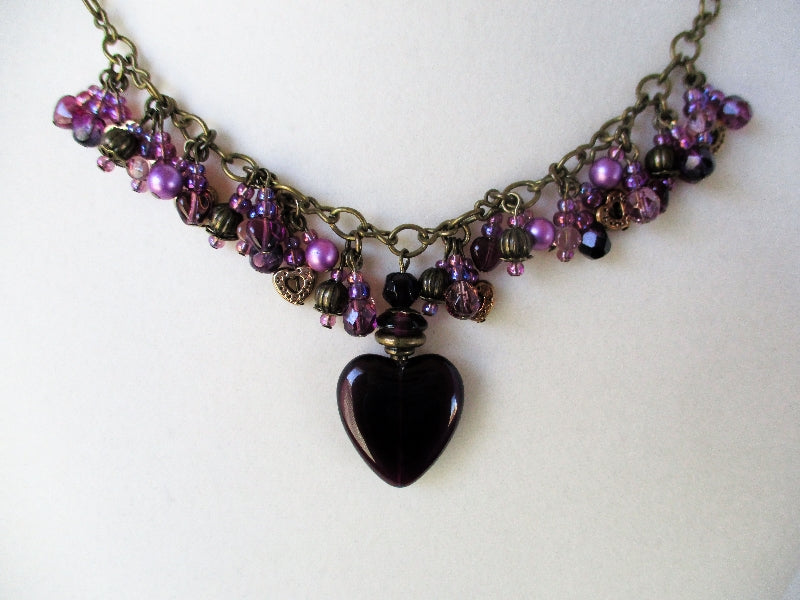 purple beaded cluster necklace - Juicybeads Jewelry
