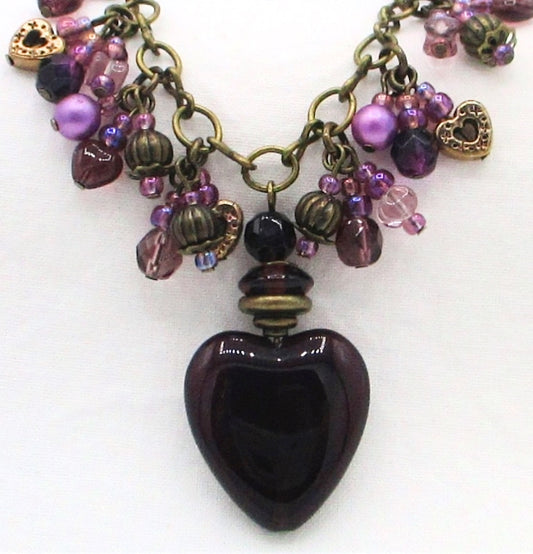 purple beaded cluster necklace - Juicybeads Jewelry