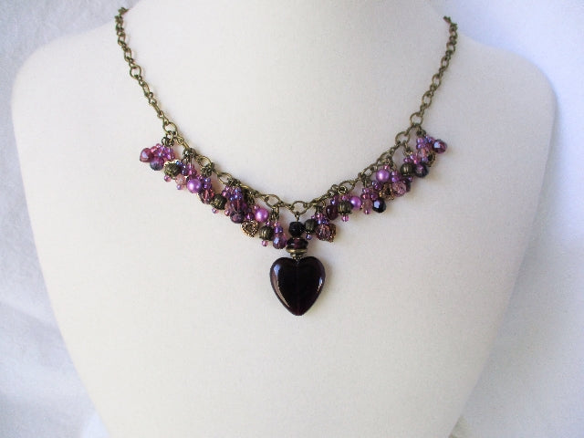 purple beaded cluster necklace - Juicybeads Jewelry