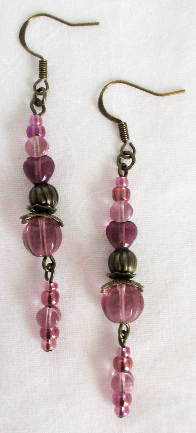 Purple Long Dangle Earrings - Juicybeads Jewelry