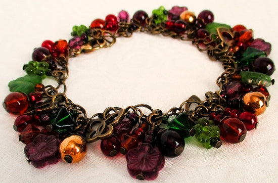 purple flower beaded cluster bracelet - juicybeads jewelry