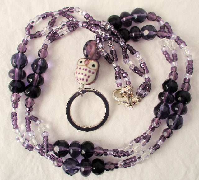 Purple & White Beaded Lanyard | Beaded Lanyards | Juicybeads Jewelry