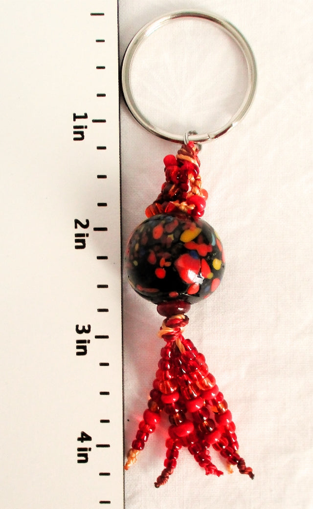 Red & Brown Beaded Keychain - Juicybeads Jewelry