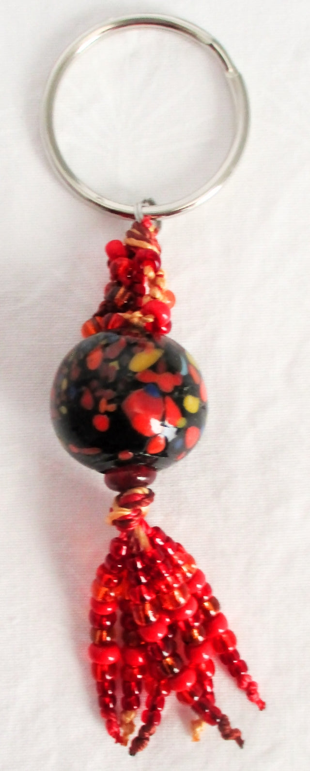 Red & Brown Beaded Keychain - Juicybeads Jewelry