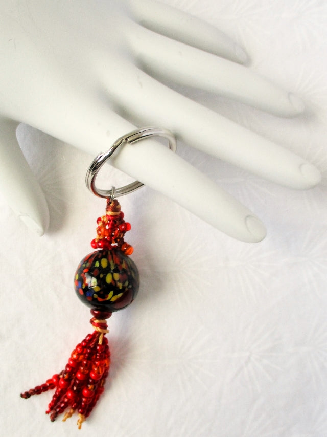 Red & Brown Beaded Keychain - Juicybeads Jewelry