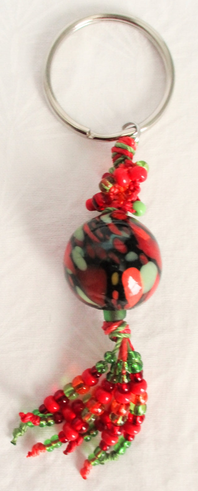 Red & Green Beaded Keychain - Juicybeads Jewelry