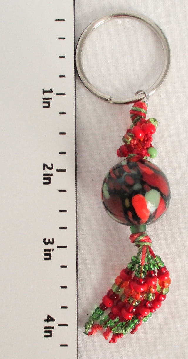 Red & Green Beaded Keychain - Juicybeads Jewelry