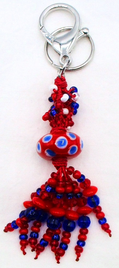 Red & Blue Beaded Keychain - Juicybeads Jewelry