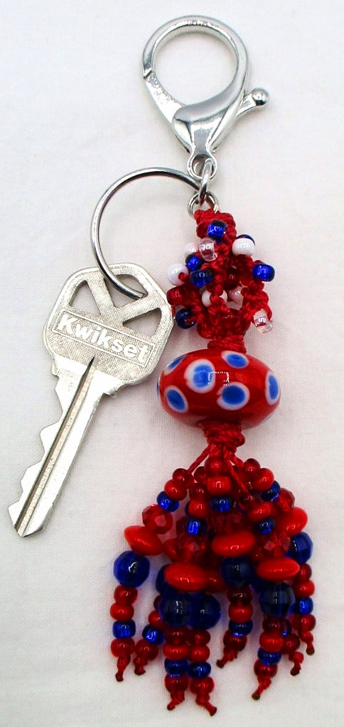 Red & Blue Beaded Keychain - Juicybeads Jewelry