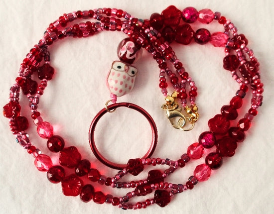 red flower beaded lanyard - juicybeads jewelry