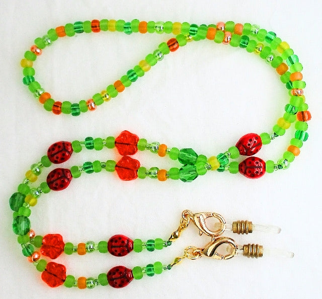 Red Ladybug Beaded Eyeglass Chain - juicybeads jewelry