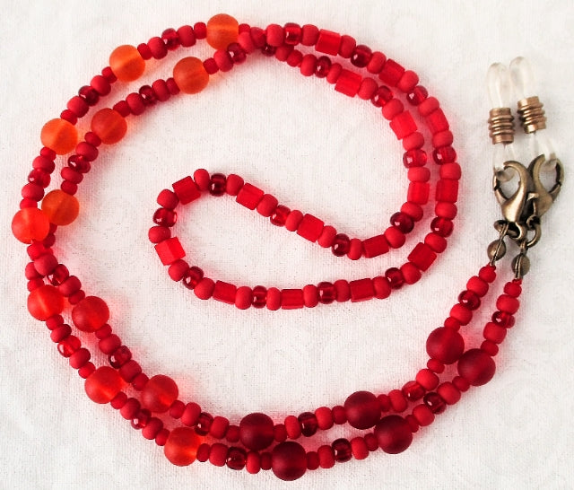 Red Orange Beaded Eyeglass Chain - juicybeads jewelry