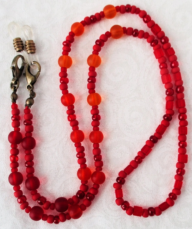 Red Orange Beaded Eyeglass Chain - juicybeads jewelry