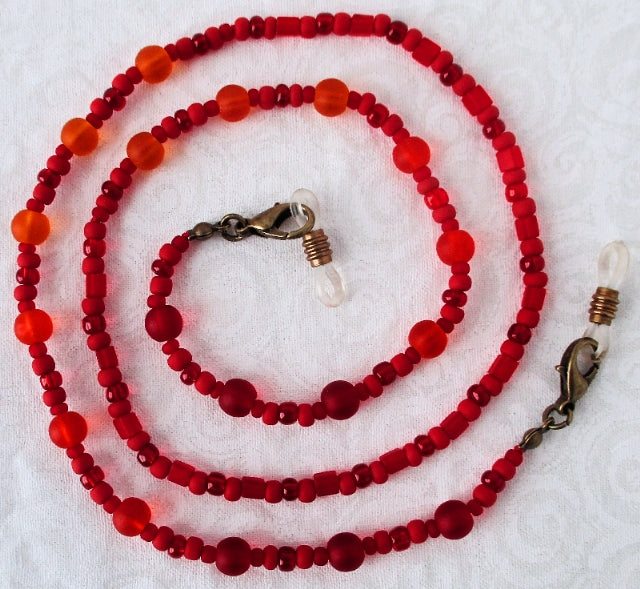 Red Orange Beaded Eyeglass Chain - juicybeads jewelry