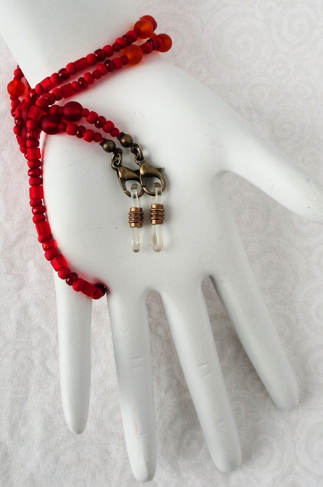 Red Orange Beaded Eyeglass Chain - juicybeads jewelry