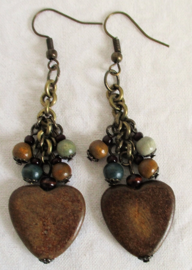 Wooden Heart Earrings - Juicybeads Jewelry