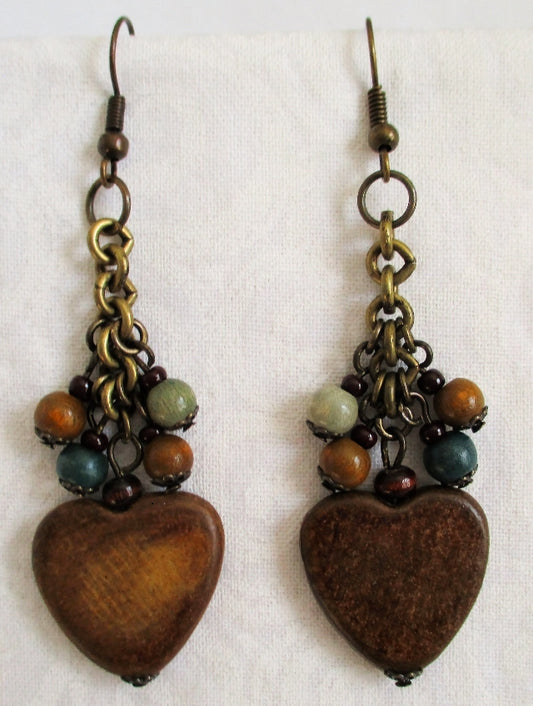Wooden Heart Earrings - Juicybeads Jewelry