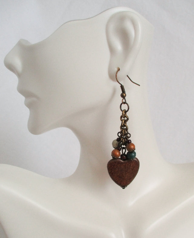 Wooden Heart Earrings - Juicybeads Jewelry