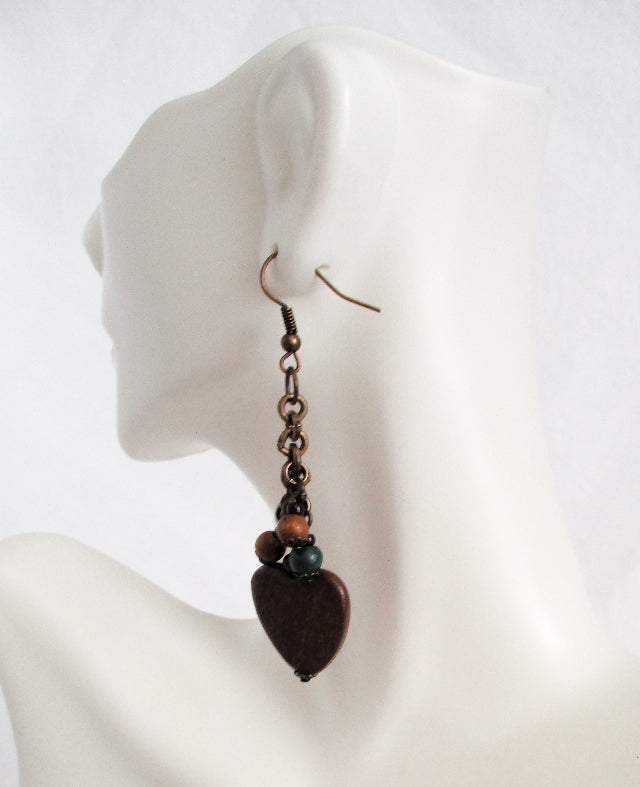 Wooden Heart Earrings - Juicybeads Jewelry