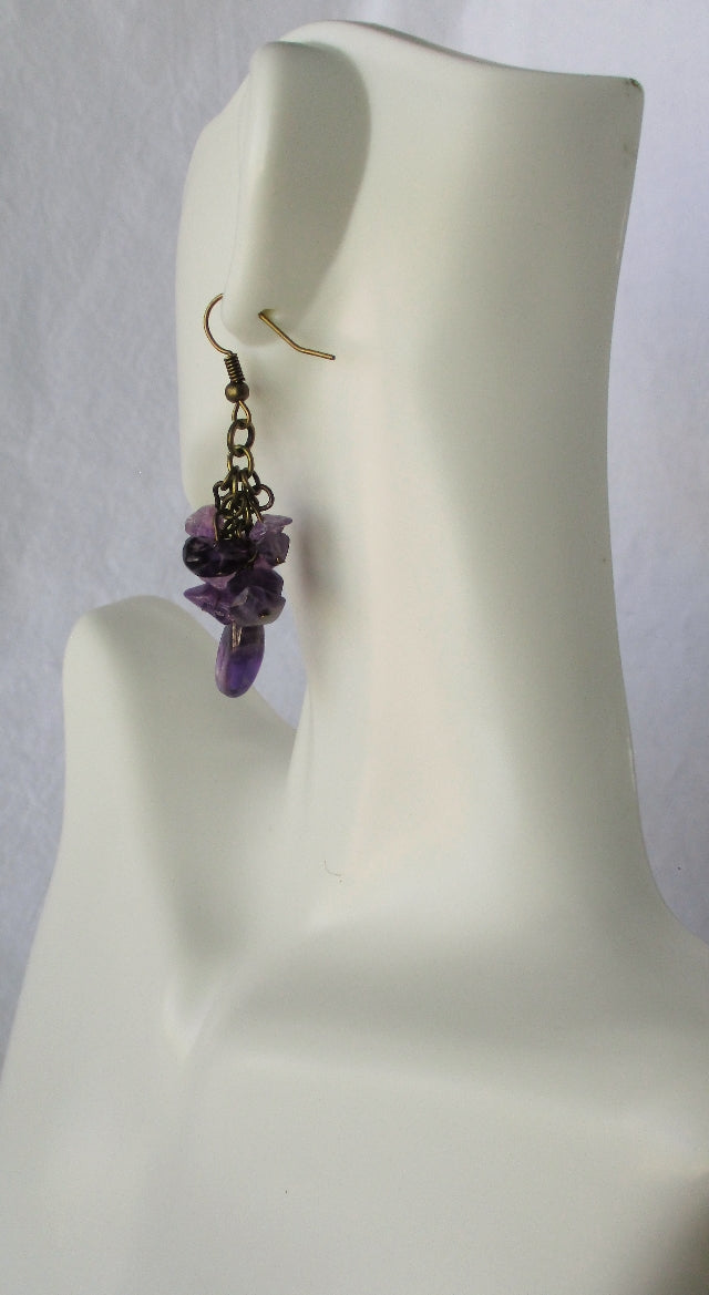 amethyst cluster dangle earrings - Juicybeads Jewelry